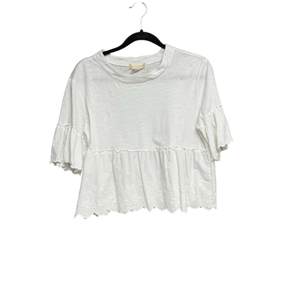 Altar'd State White Eyelet Ruffle Top size small but would fit up!